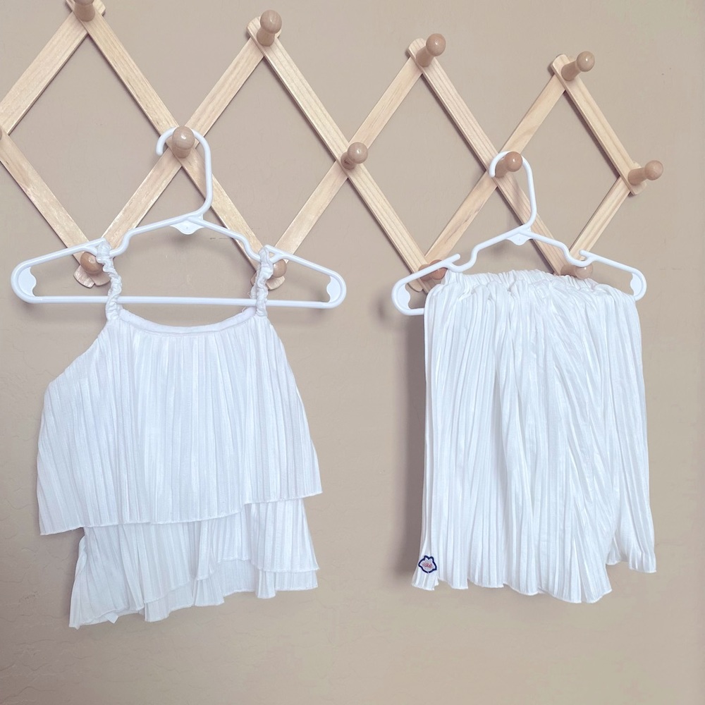 Allow& lugh boutique two price white wide leg toddler spring summer outfit 12 m